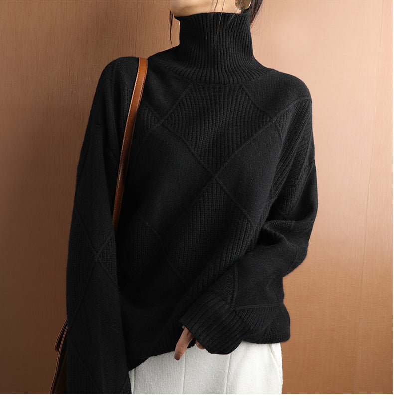 Women's Textured Roll Neck Knit Jumper