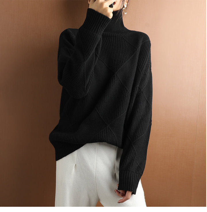 Women's Textured Roll Neck Knit Jumper