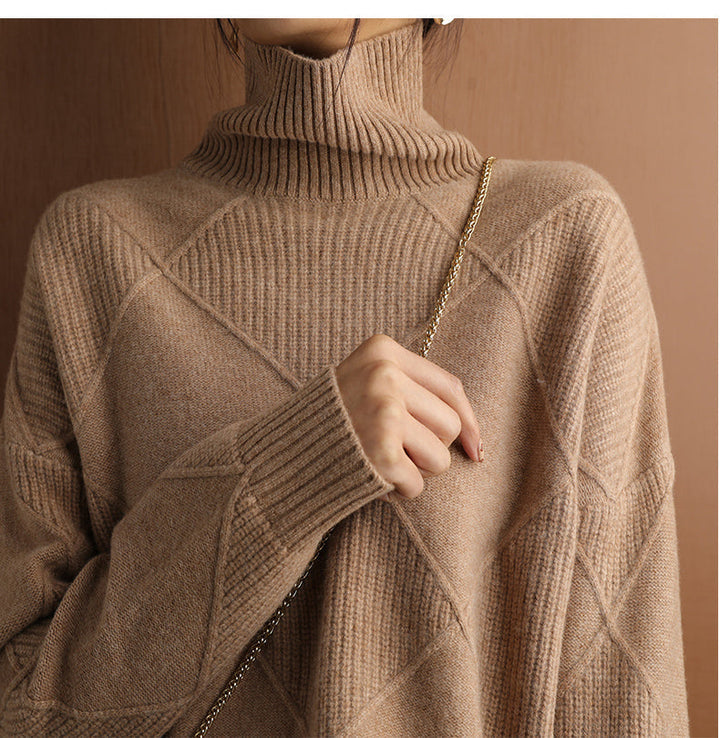 Women's Textured Roll Neck Knit Jumper