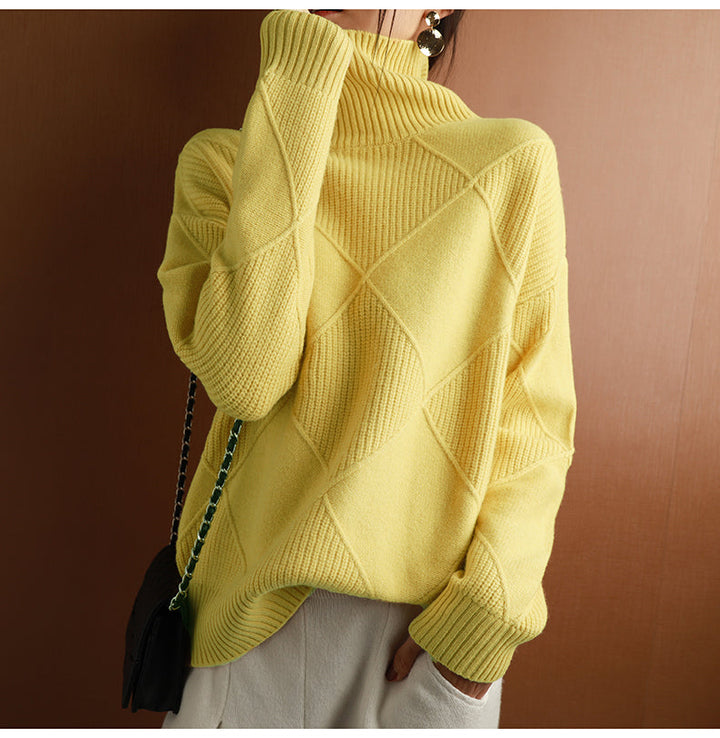 Women's Textured Roll Neck Knit Jumper