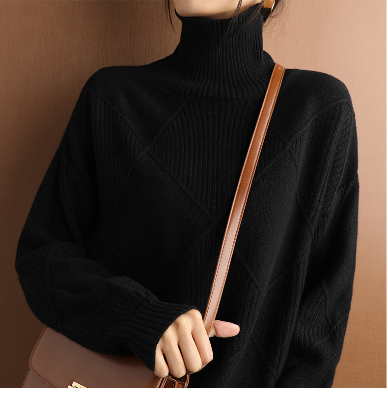 Women's Textured Roll Neck Knit Jumper