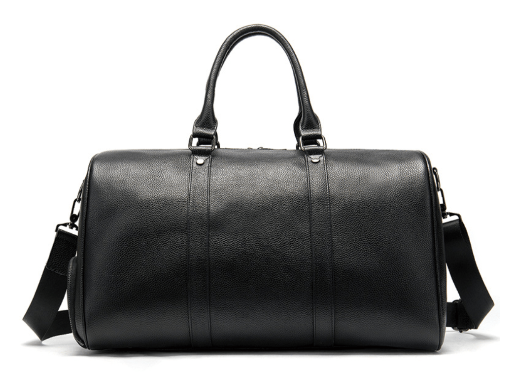 Leather Duffel Bag with Double Top Handle