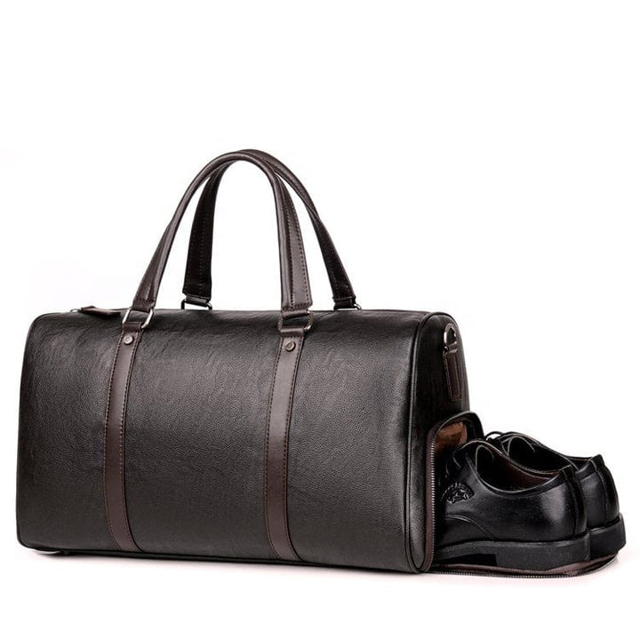 Leather Duffel Bag with Double Top Handle