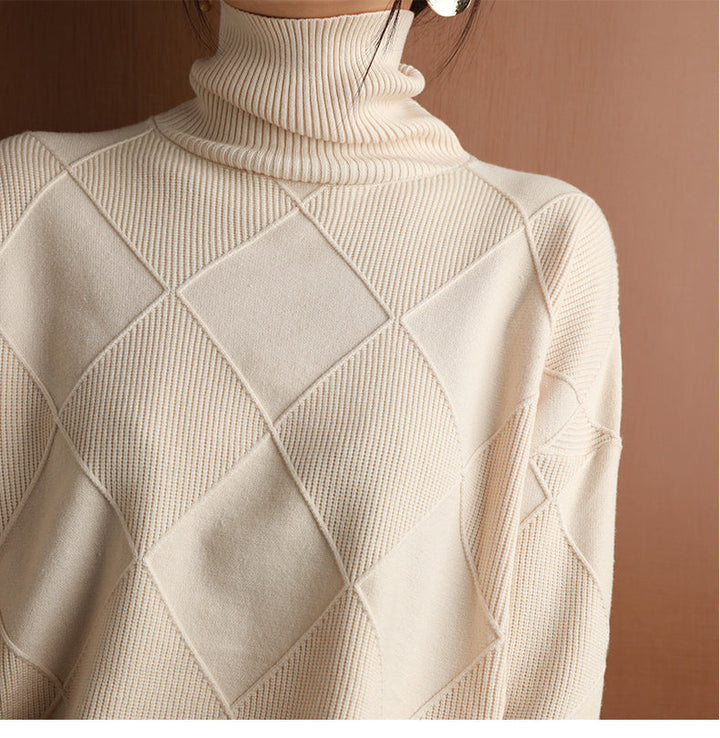 Women's Textured Roll Neck Knit Jumper