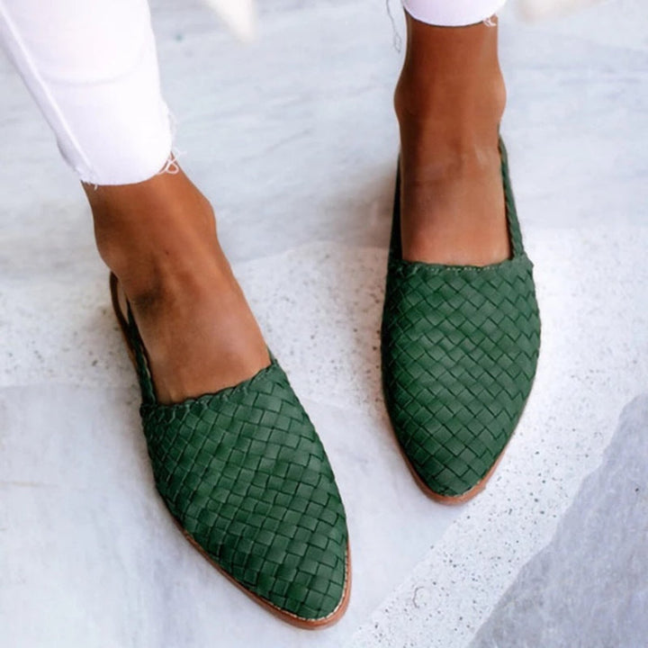 Sandales slingback en cuir tressé à bout pointu pour femme