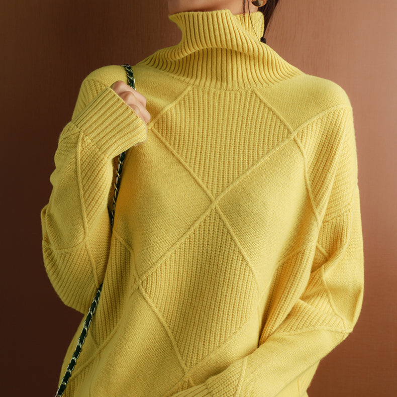 Women's Textured Roll Neck Knit Jumper