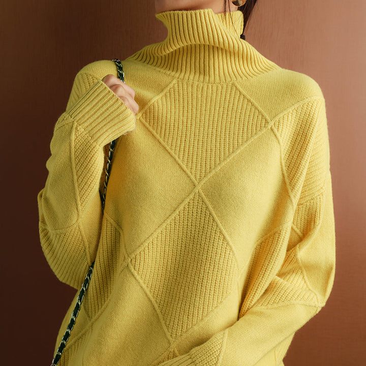 Women's Textured Roll Neck Knit Jumper