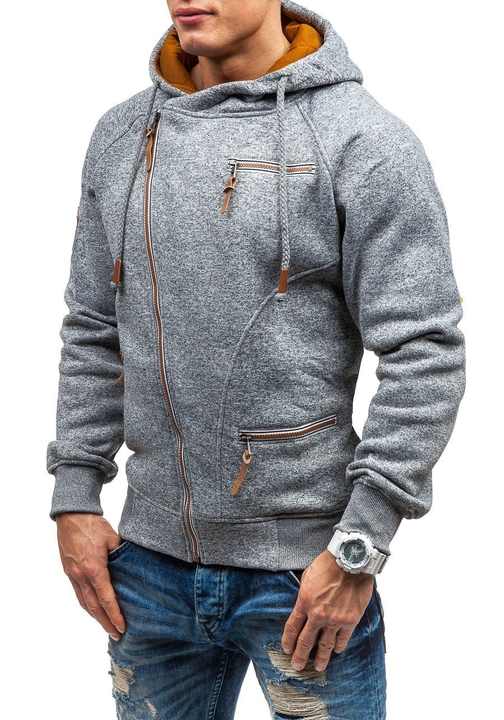 Men's Asymmetric Zip-Up Hoodie with Multiple Zipped Pockets