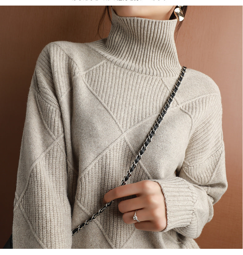 Women's Textured Roll Neck Knit Jumper