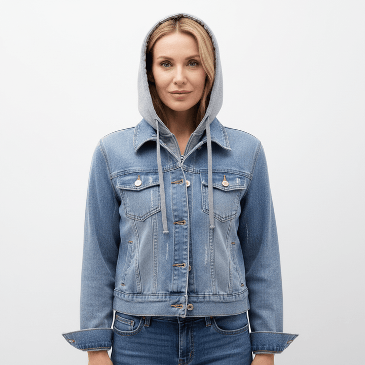 Veste en jean pour femme avec capuche amovible