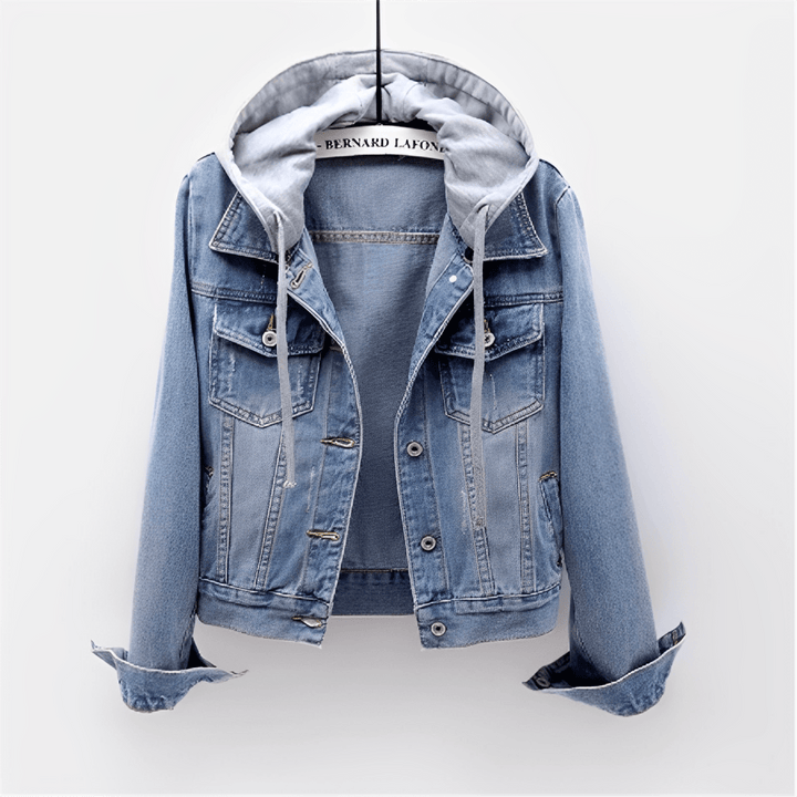 Veste en jean pour femme avec capuche amovible