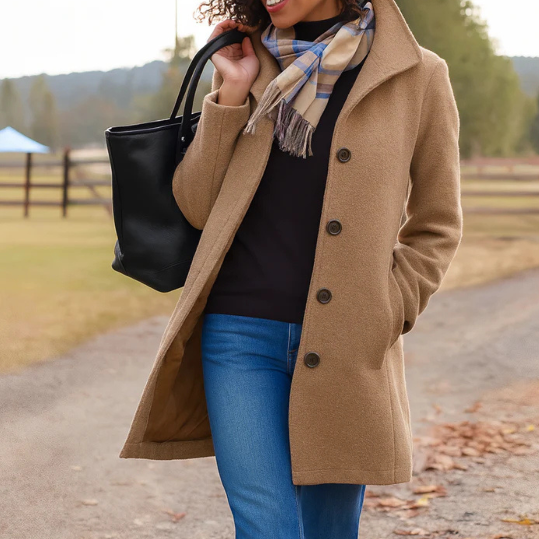 Women's Tailored Button Front Wool Coat