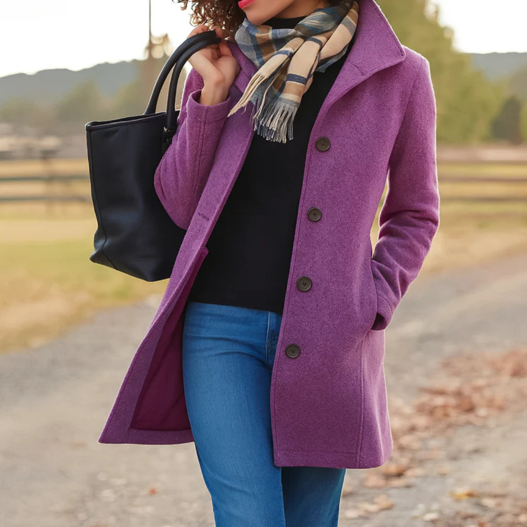 Women's Tailored Button Front Wool Coat