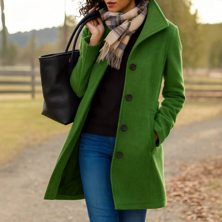Women's Tailored Button Front Wool Coat