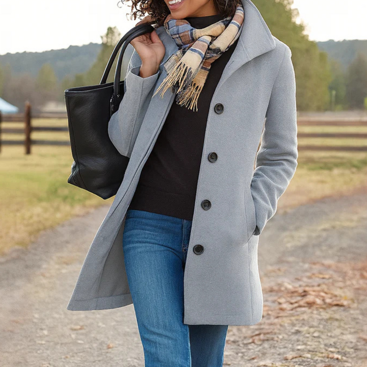 Women's Tailored Button Front Wool Coat