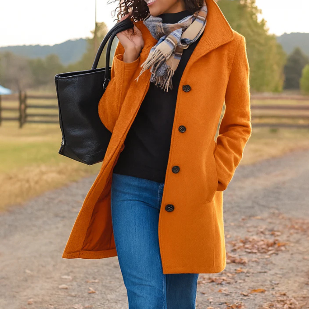 Women's Tailored Button Front Wool Coat