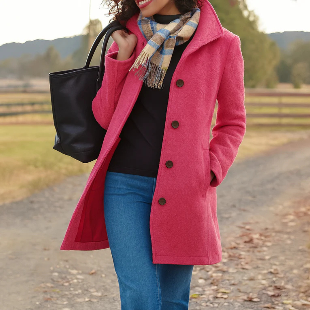 Women's Tailored Button Front Wool Coat