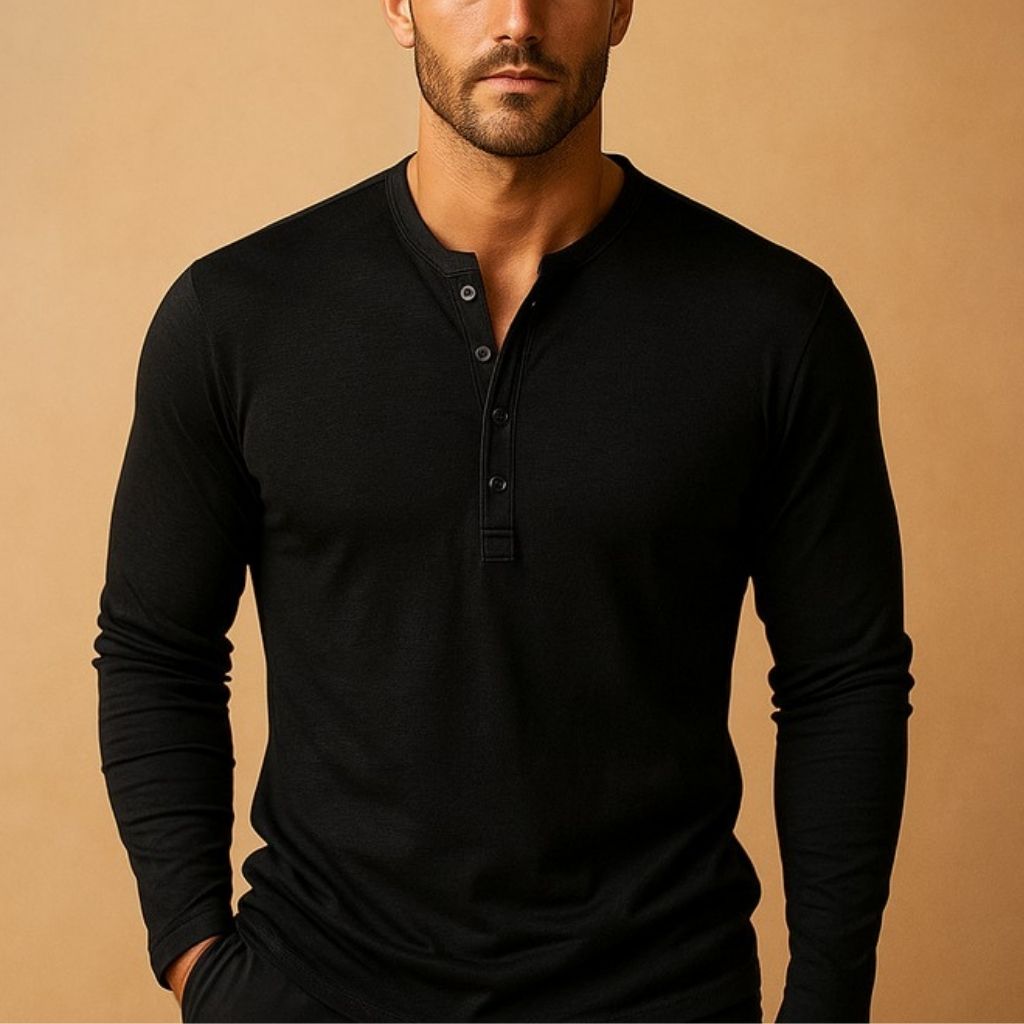 Men's Long Sleeve Henley T-Shirt