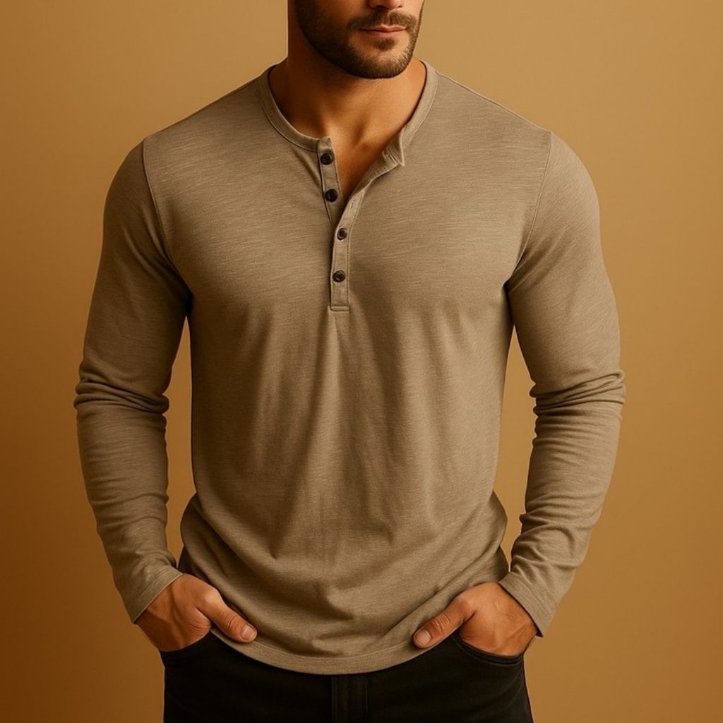 Men's Long Sleeve Henley T-Shirt
