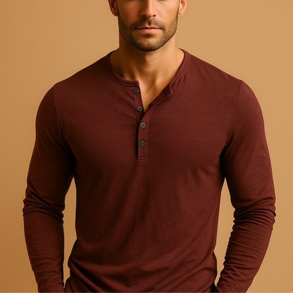 Men's Long Sleeve Henley T-Shirt