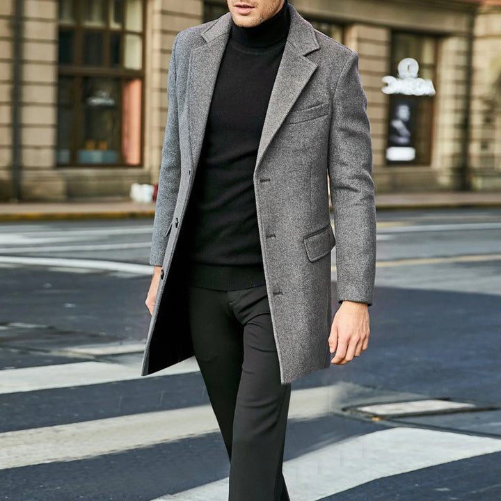 Men's Wool-Blend Longline Tailored Coat