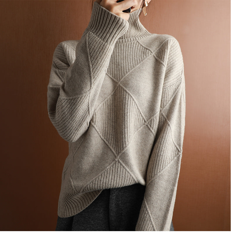 Women's Textured Roll Neck Knit Jumper