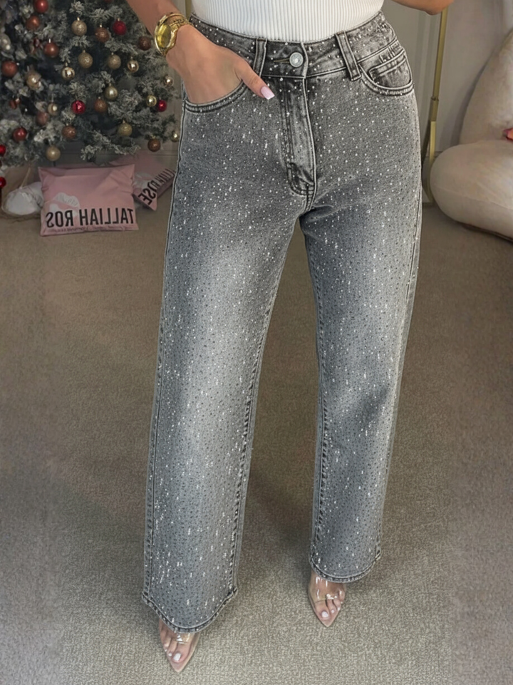 Women's Diamanté Embellished Wide-Leg Jeans