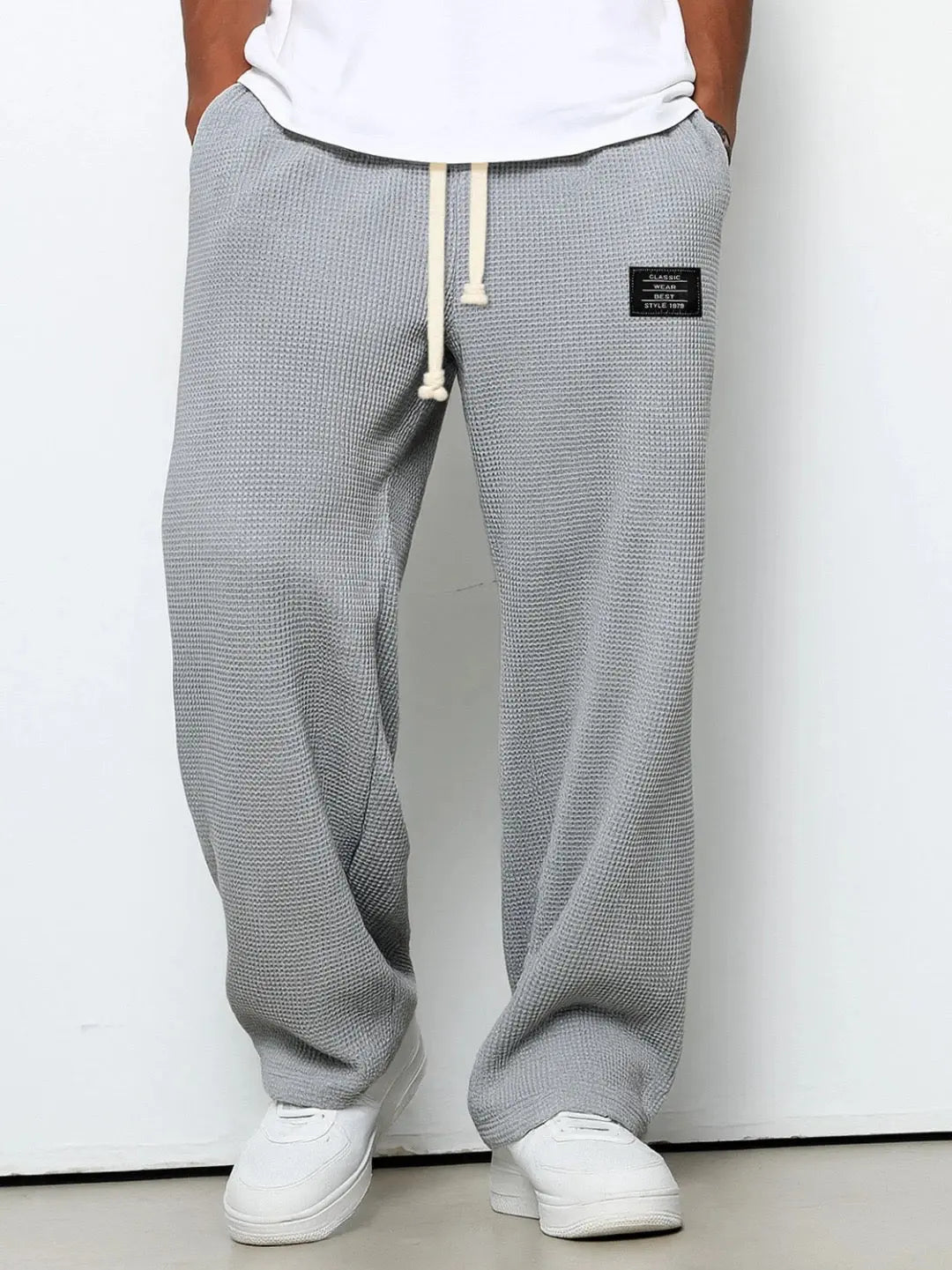 Men's Waffle Knit Joggers with Drawstring Waist