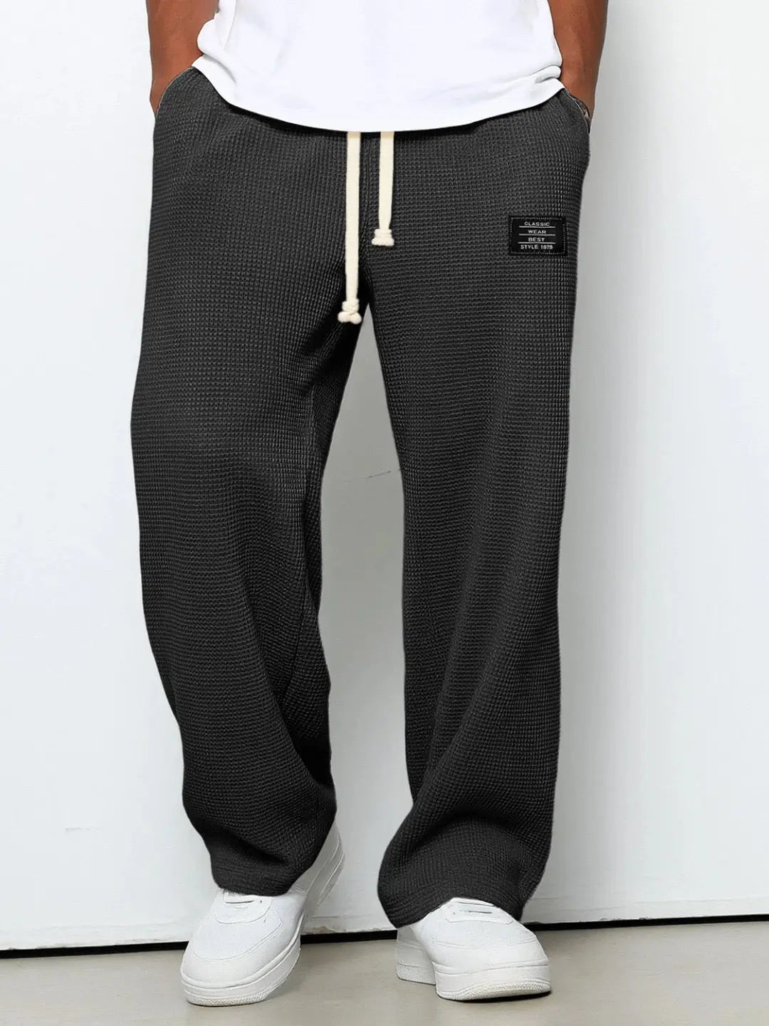 Men's Waffle Knit Joggers with Drawstring Waist