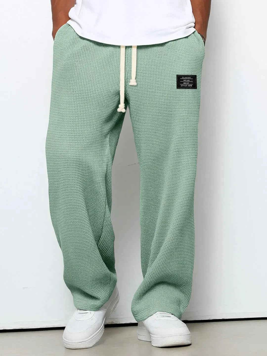 Men's Waffle Knit Joggers with Drawstring Waist
