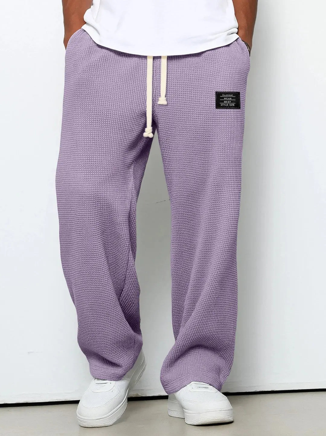 Men's Waffle Knit Joggers with Drawstring Waist