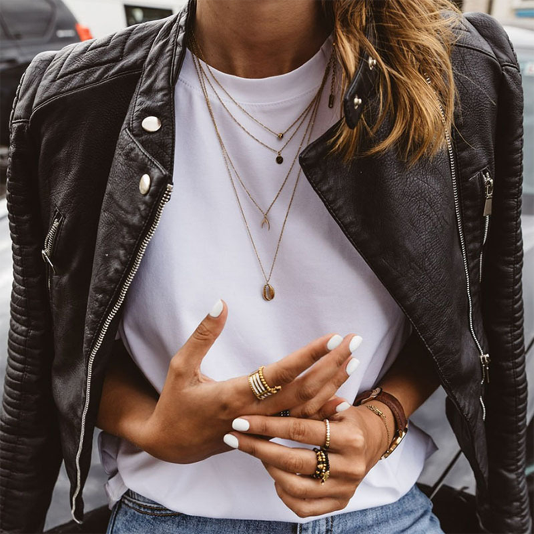 Veste de motard en cuir pour femme avec poches zippées