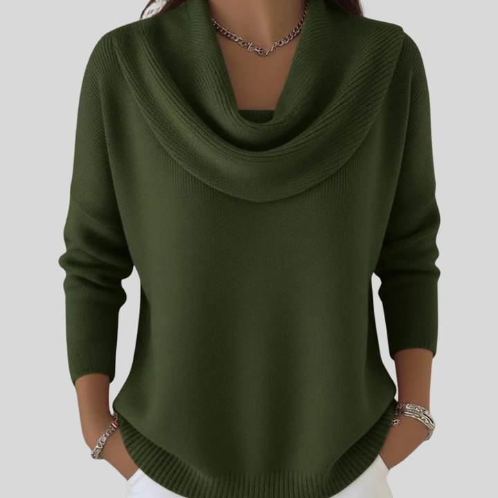 Women's Draped Cowl Neck Knit Jumper