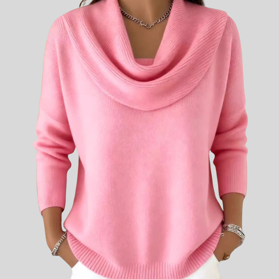 Women's Draped Cowl Neck Knit Jumper