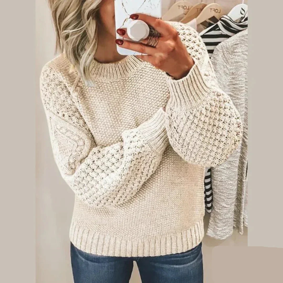 Women's Chunky Knit Jumper with Balloon Sleeves