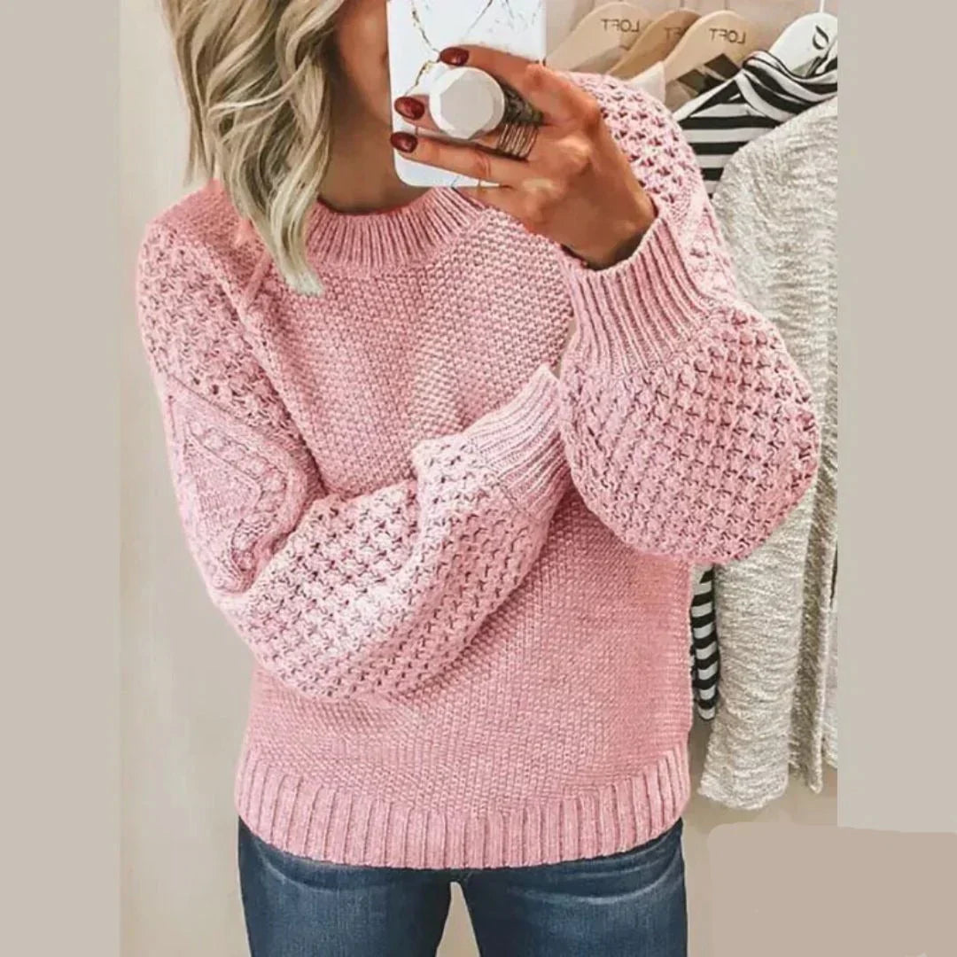 Women's Chunky Knit Jumper with Balloon Sleeves