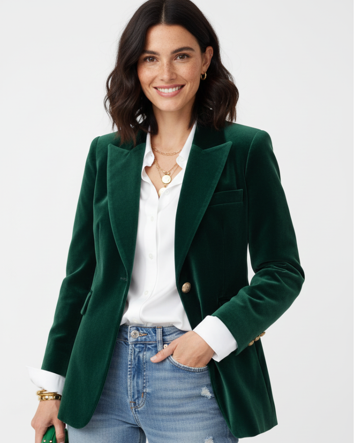 Women's Single Breasted Velvet Blazer