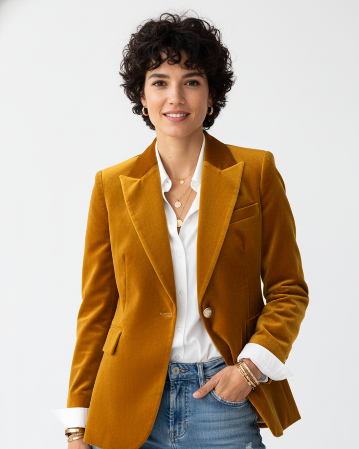Women's Single Breasted Velvet Blazer