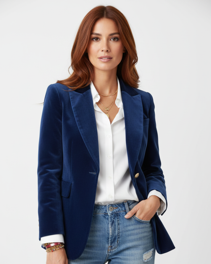 Women's Single Breasted Velvet Blazer