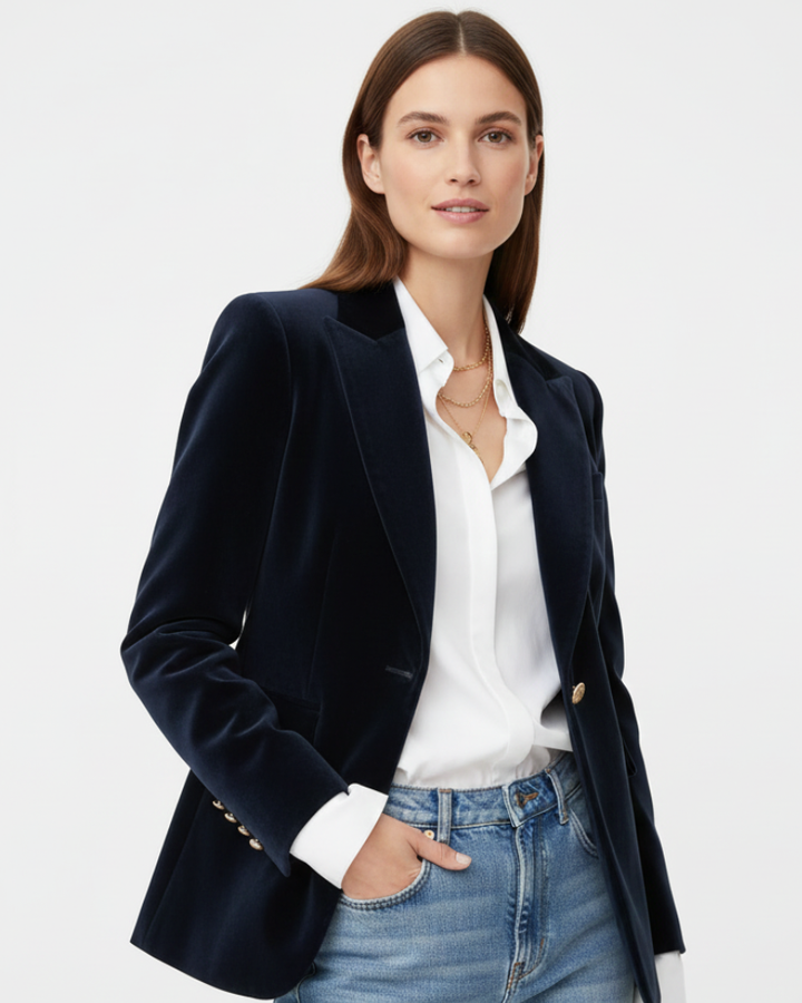 Women's Single Breasted Velvet Blazer