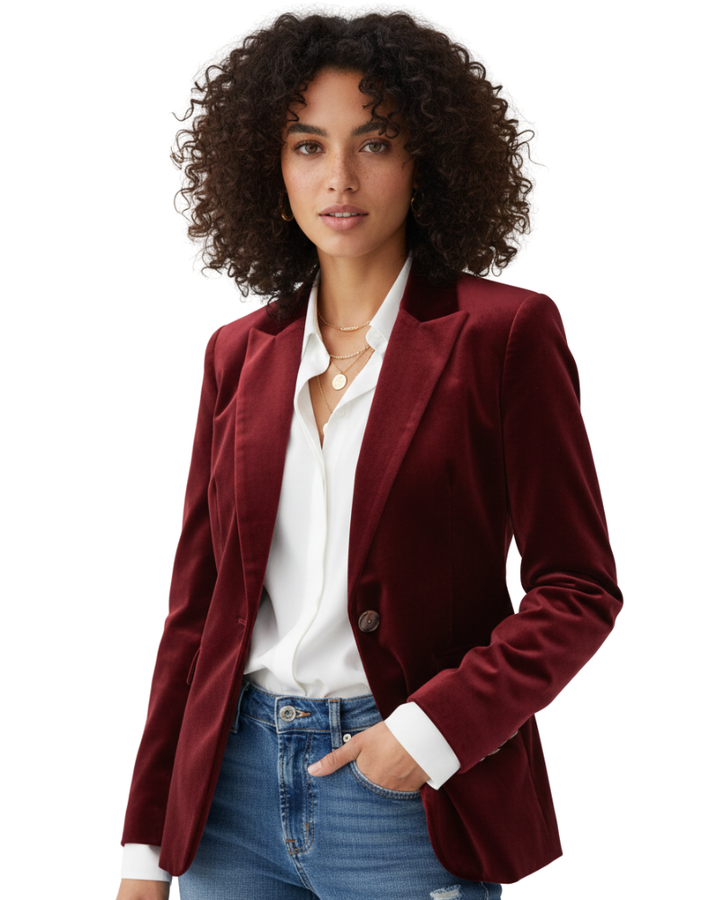 Women's Single Breasted Velvet Blazer