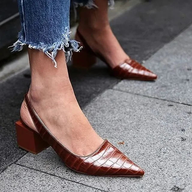 Escarpins slingback à effet croco et bout pointu pour femme