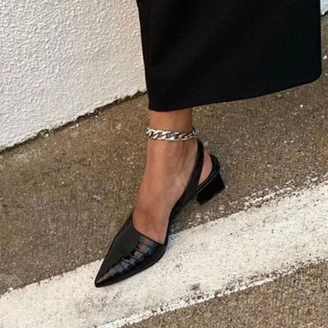 Escarpins slingback à effet croco et bout pointu pour femme