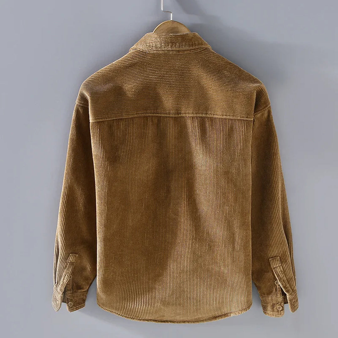 Men's Fleece-Lined Corduroy Overshirt with Chest Pockets