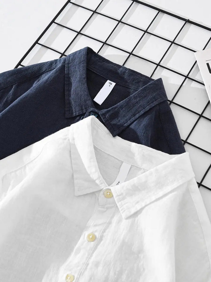 Men's Linen Popover Shirt with Chest Pocket