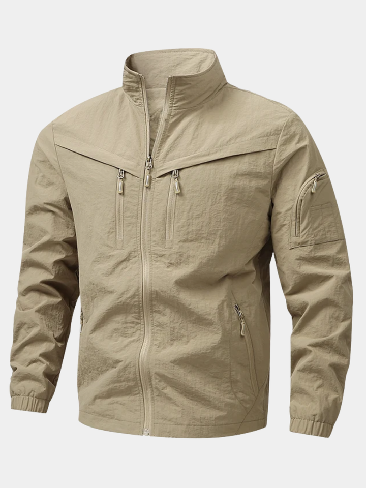 Men's Lightweight Waterproof Jacket with Utility Pockets