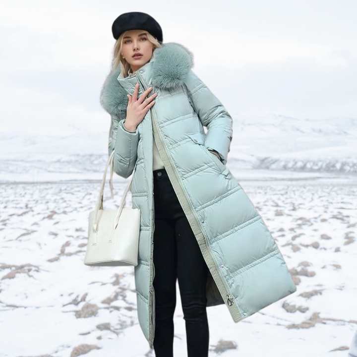 Parka longue pour femme imperméable avec capuche bordée de fourrure