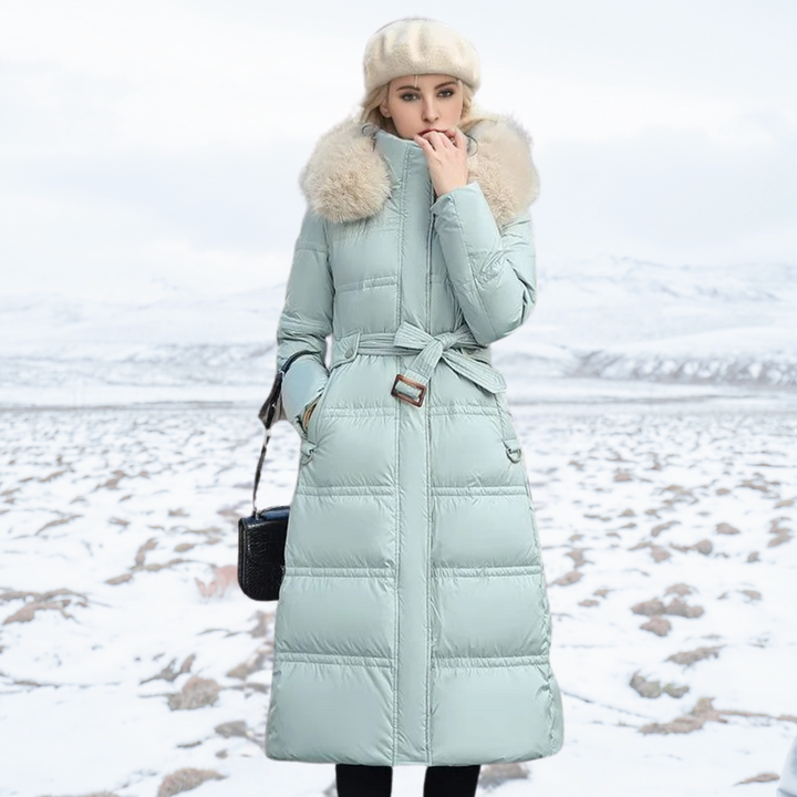 Parka longue pour femme imperméable avec capuche bordée de fourrure