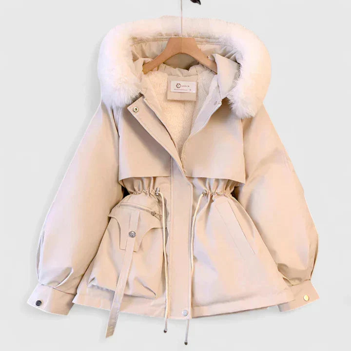 Women's Padded Winter Jacket with Faux Fur Hood