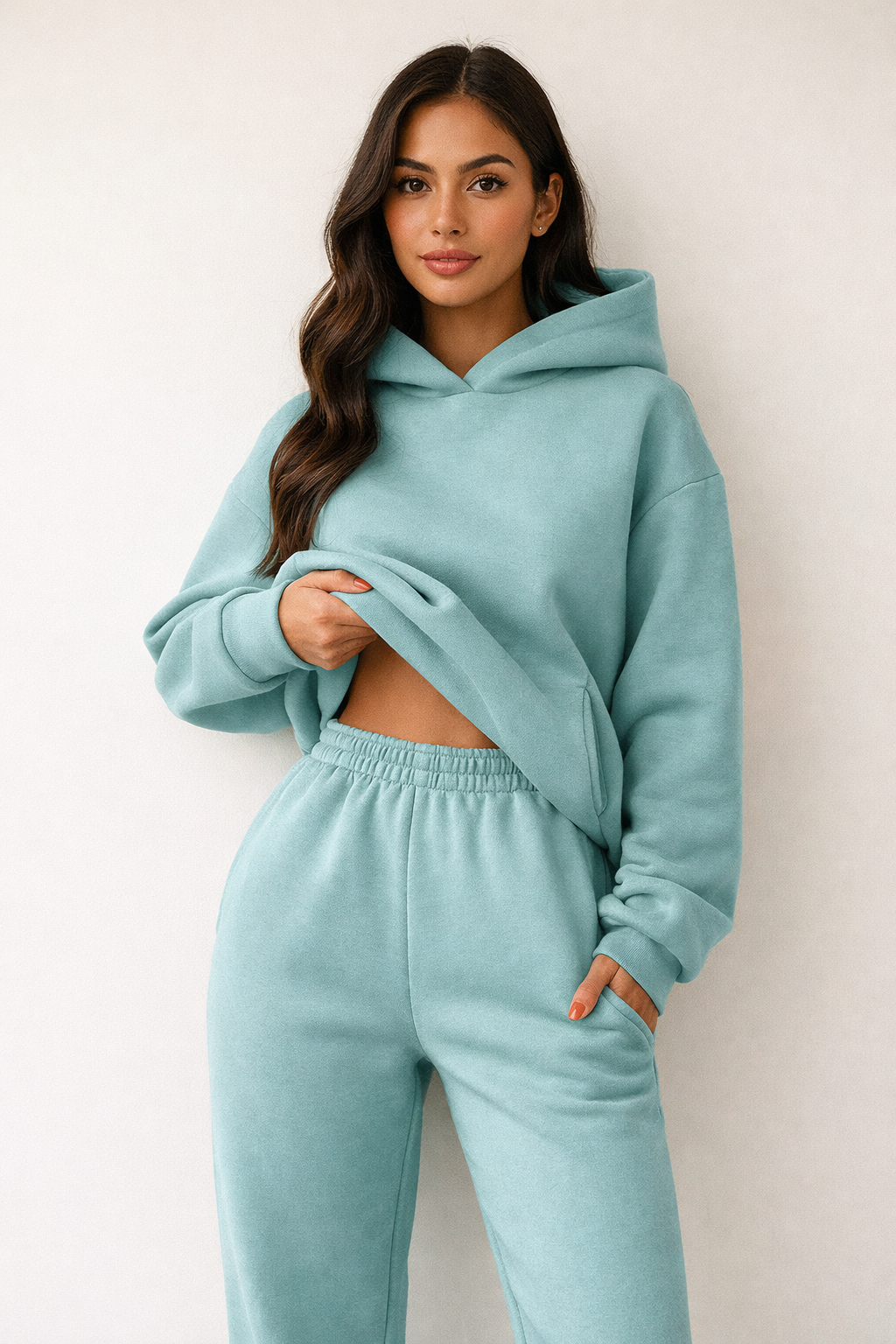 Women's Cotton Blend Hoodie Joggers Loungewear Set